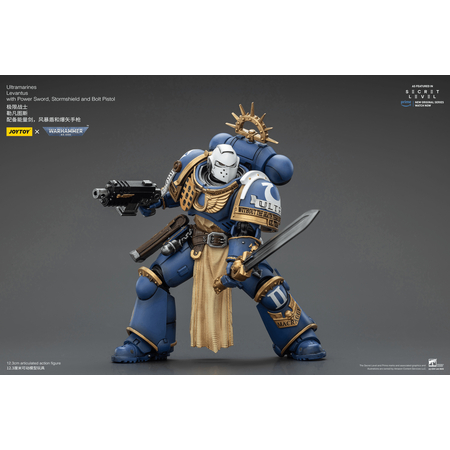 Warhammer 40K Ultramarines Levantus with Power Sword, Stormshield and Bolt Pistol Action Figure JoyToy JT02793